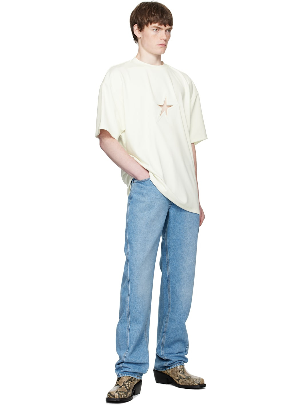 Blue Straight Denim Jeans - 4
