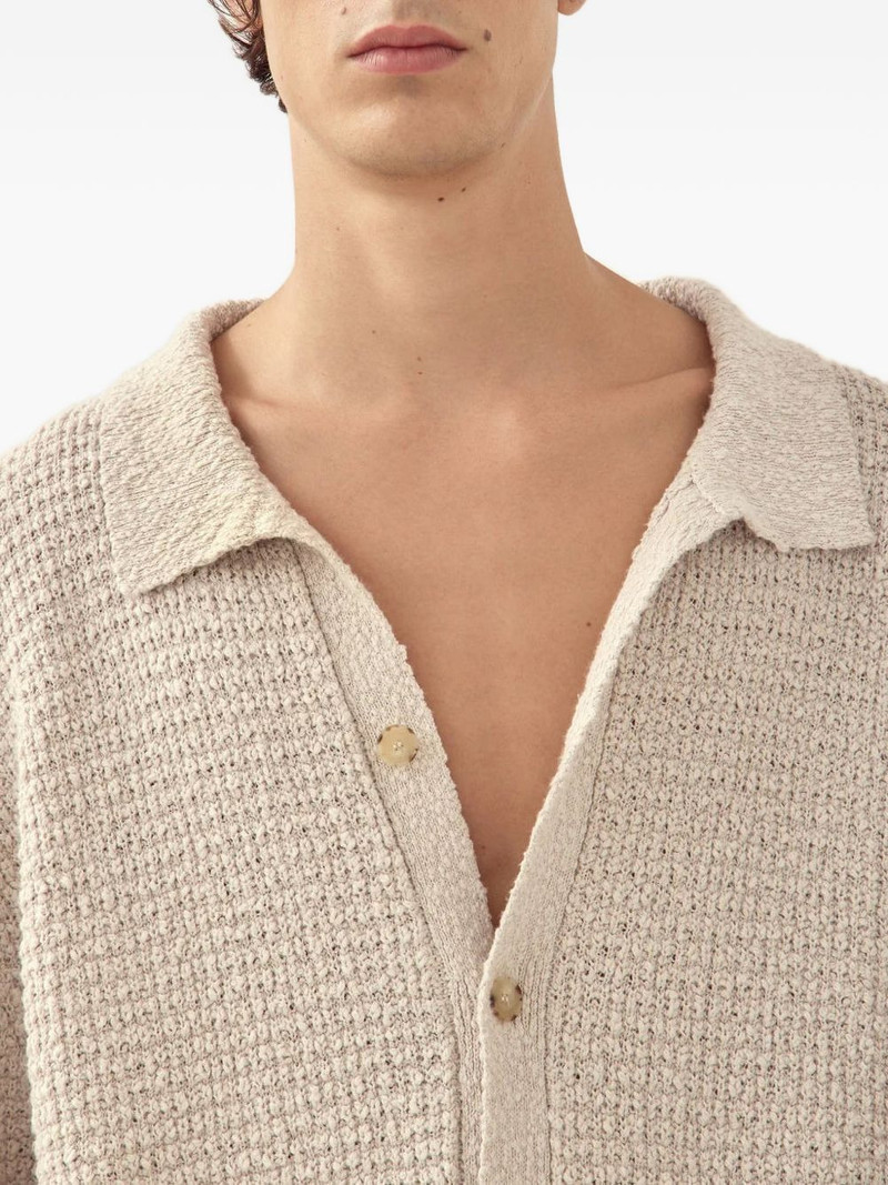 drop-shoulder waffle-knit cardigan 4