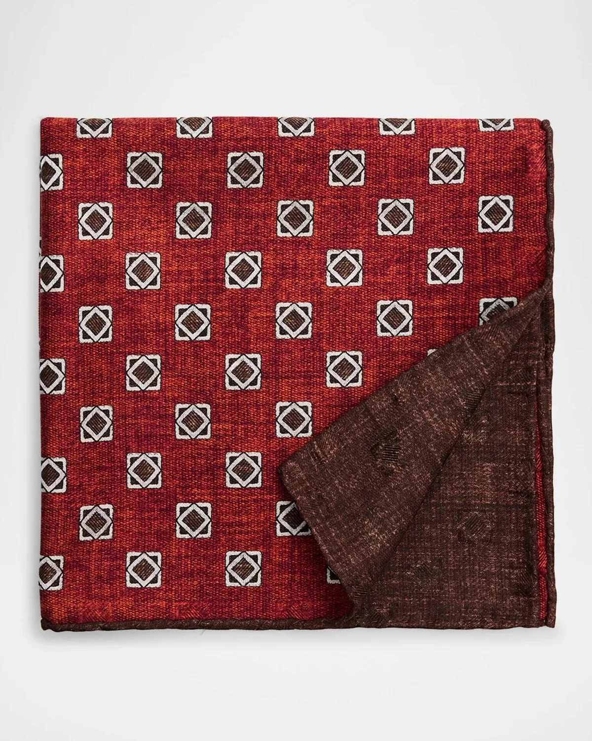 Men's Medallion Double-Face Silk Pocket Square - 1