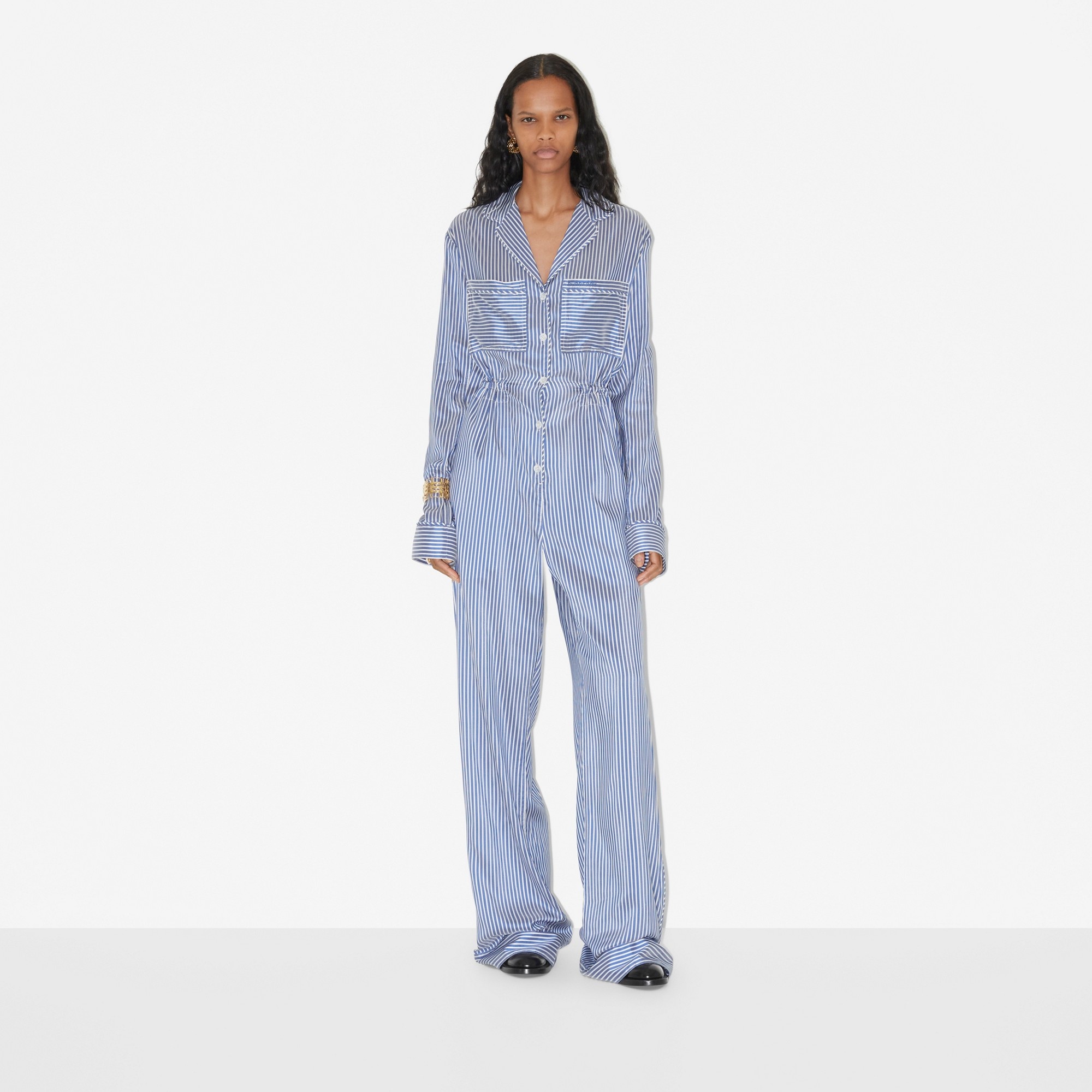 Striped Silk Jumpsuit - 2