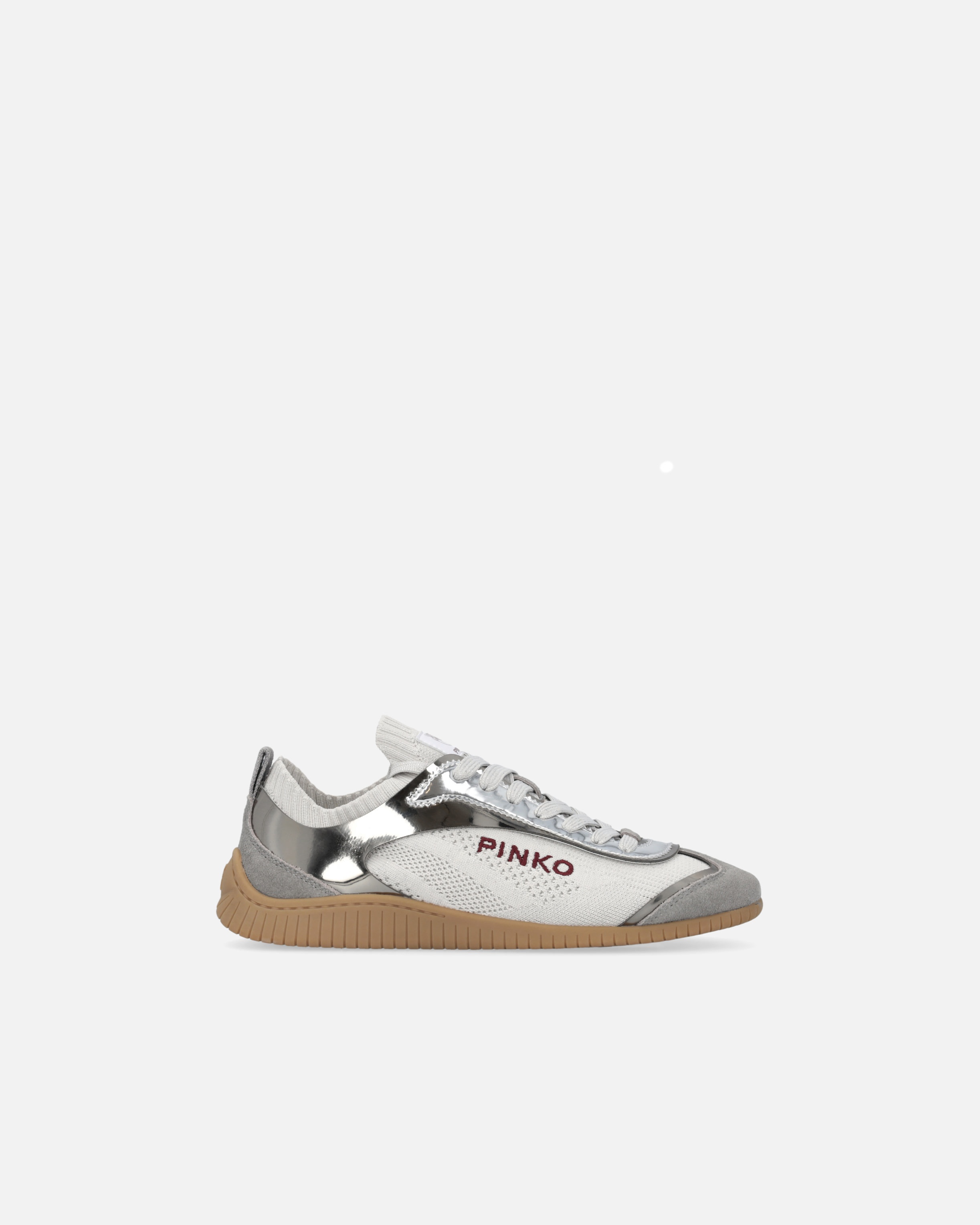 KNIT LOW-TOP SNEAKERS WITH MIRROR-FINISH INSERTS - 1