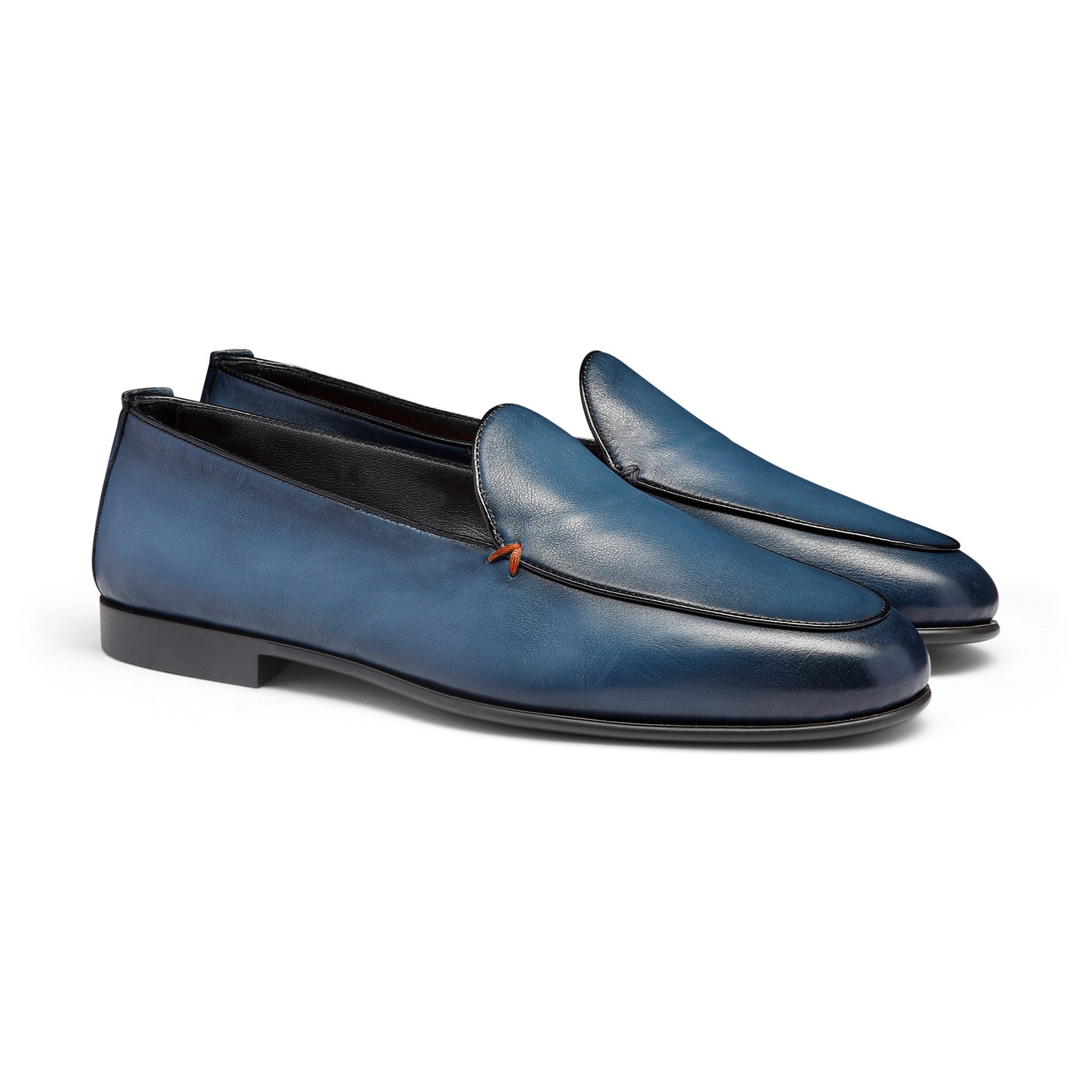 Men's blue leather loafer - 3