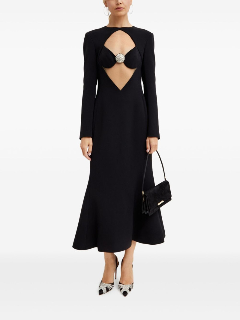 crystal-embellished cut-out midi dress 1