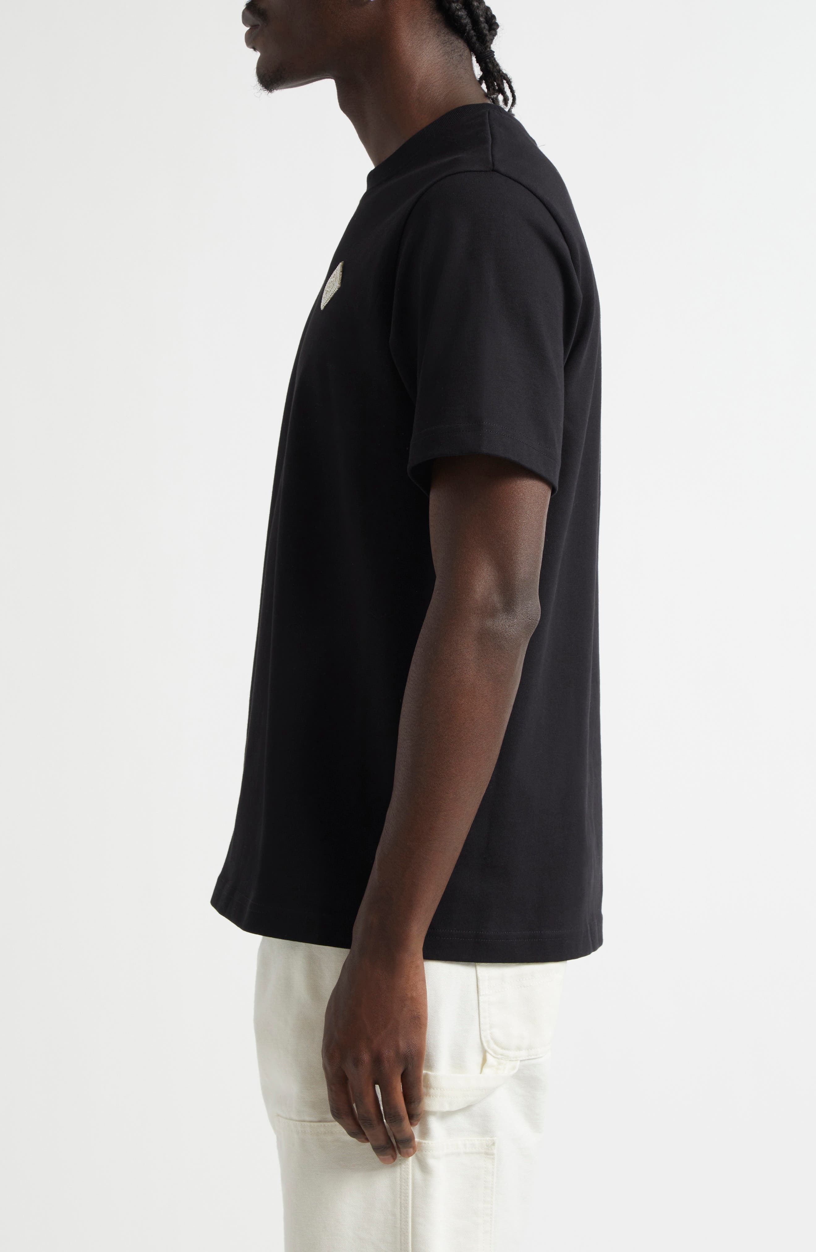 Casablanca Faux Pearl Embellished Diamond Patch Logo T-Shirt in Pearl Diamond Patch at Nordstrom - 3