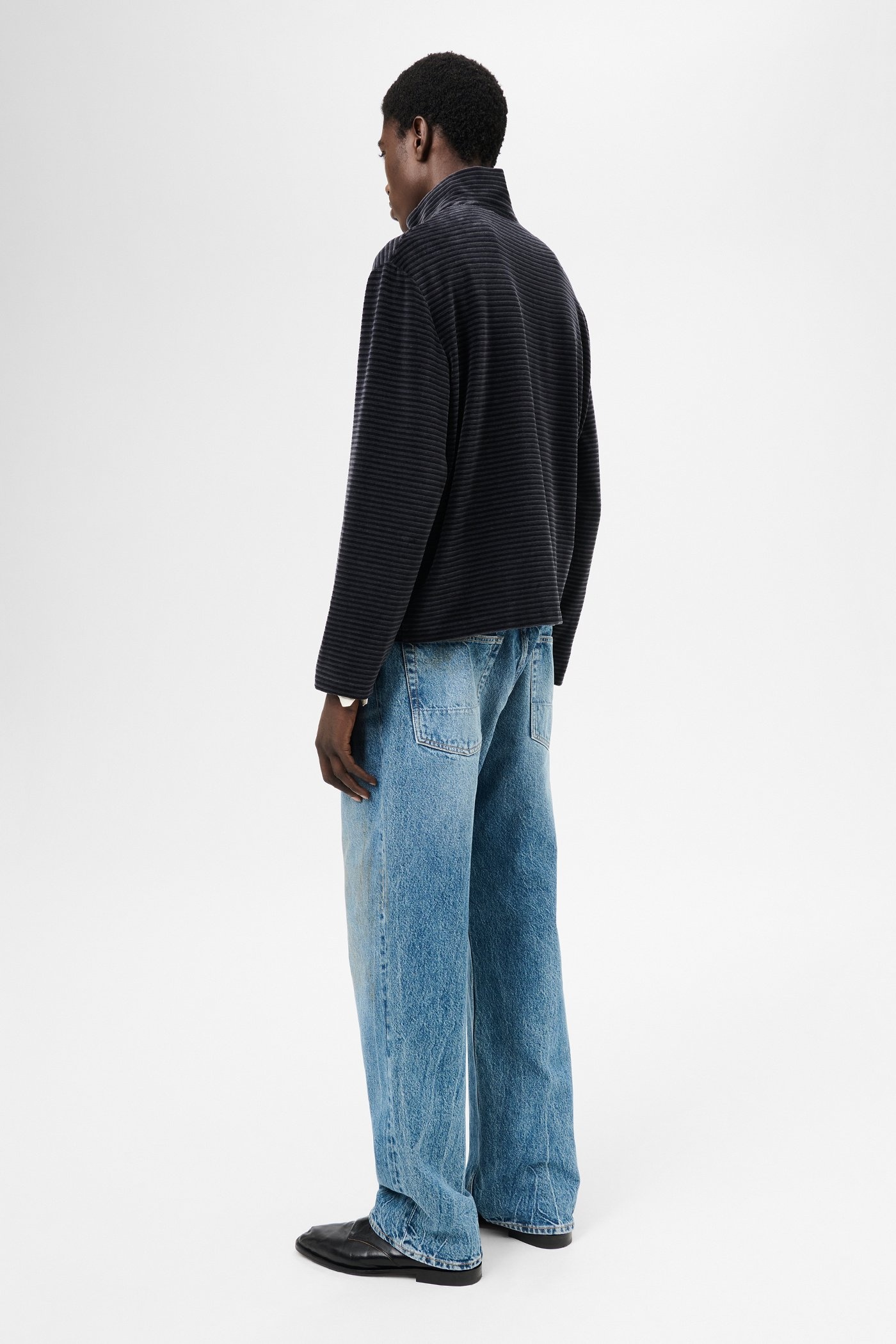 Shrunken Fullzip Polo Phantom Stripe Velour - 5