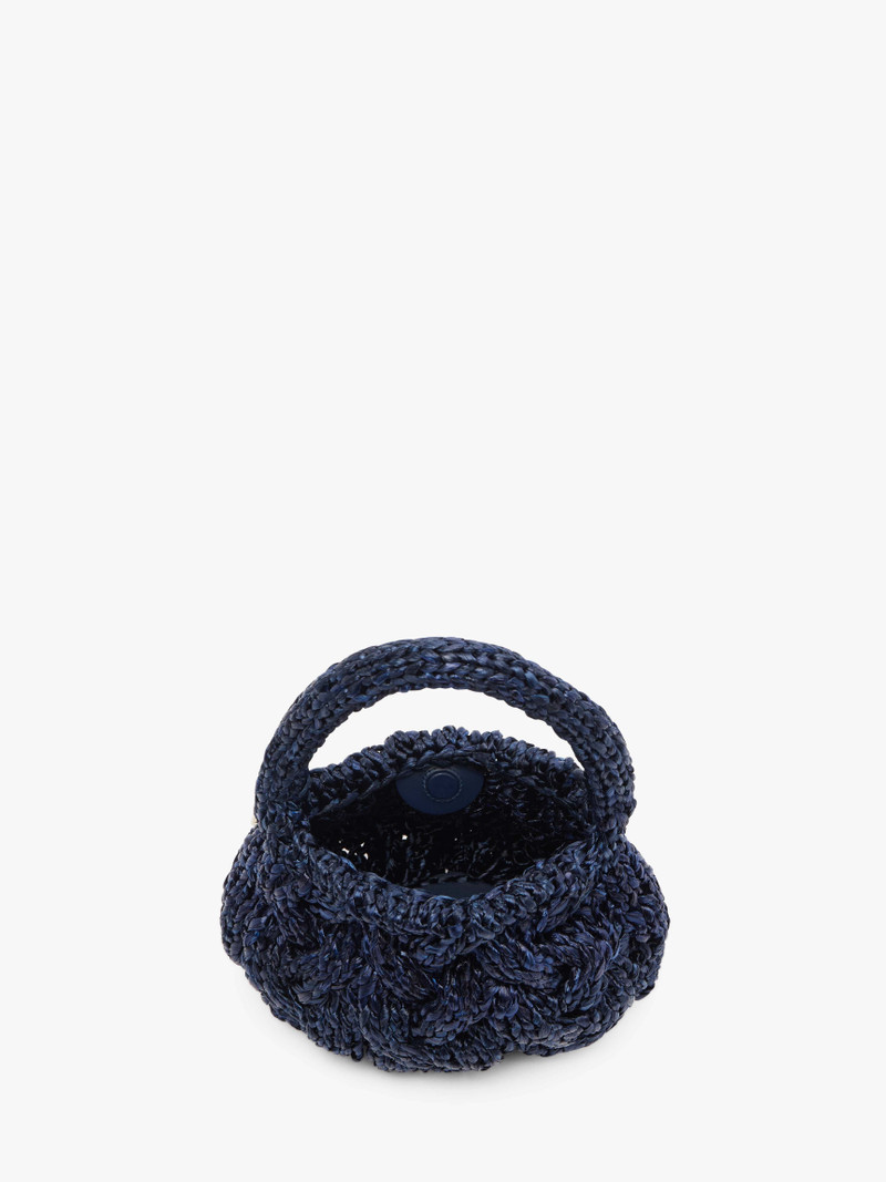 SMALL CABLE KNIT BAG - RAFFIA TOP HANDLE BAG 3
