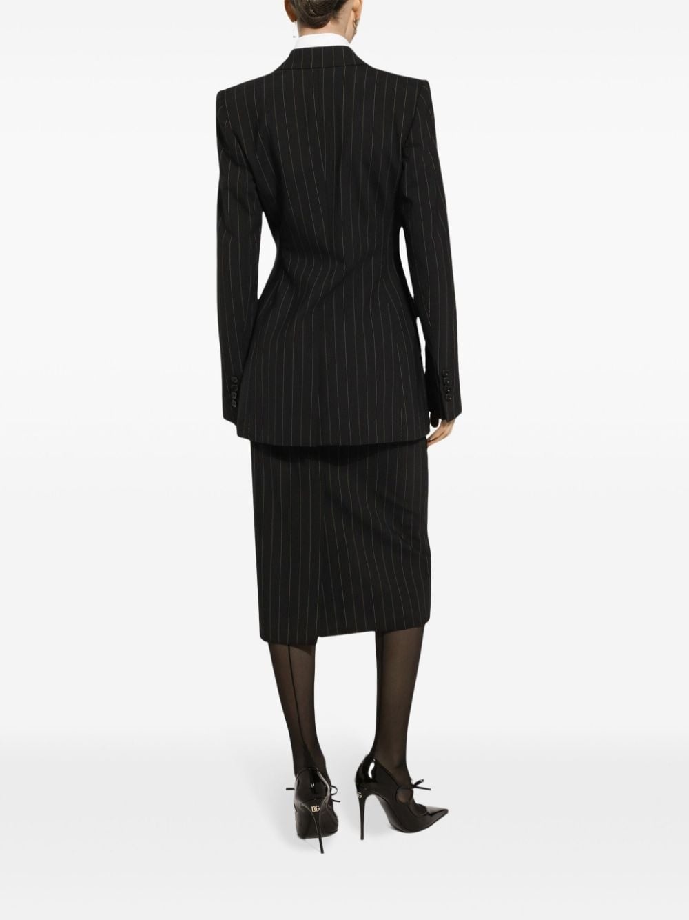 striped long sleeve blazer - 4