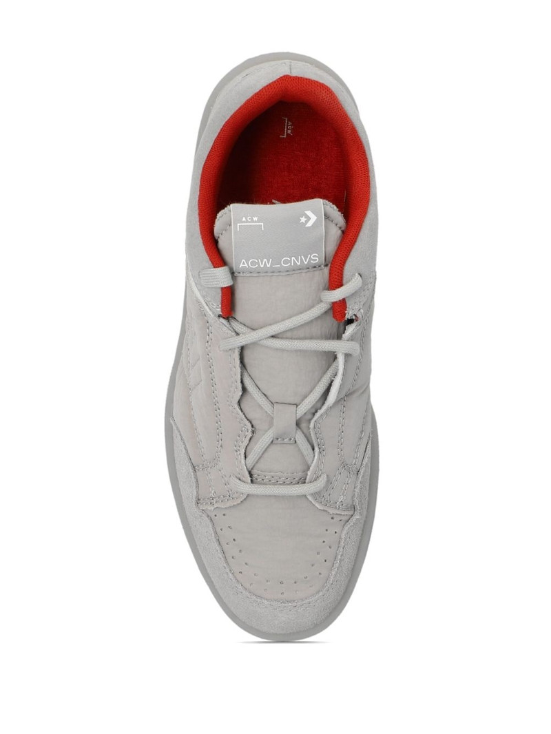 stitched pattern lace-up sneakers 4