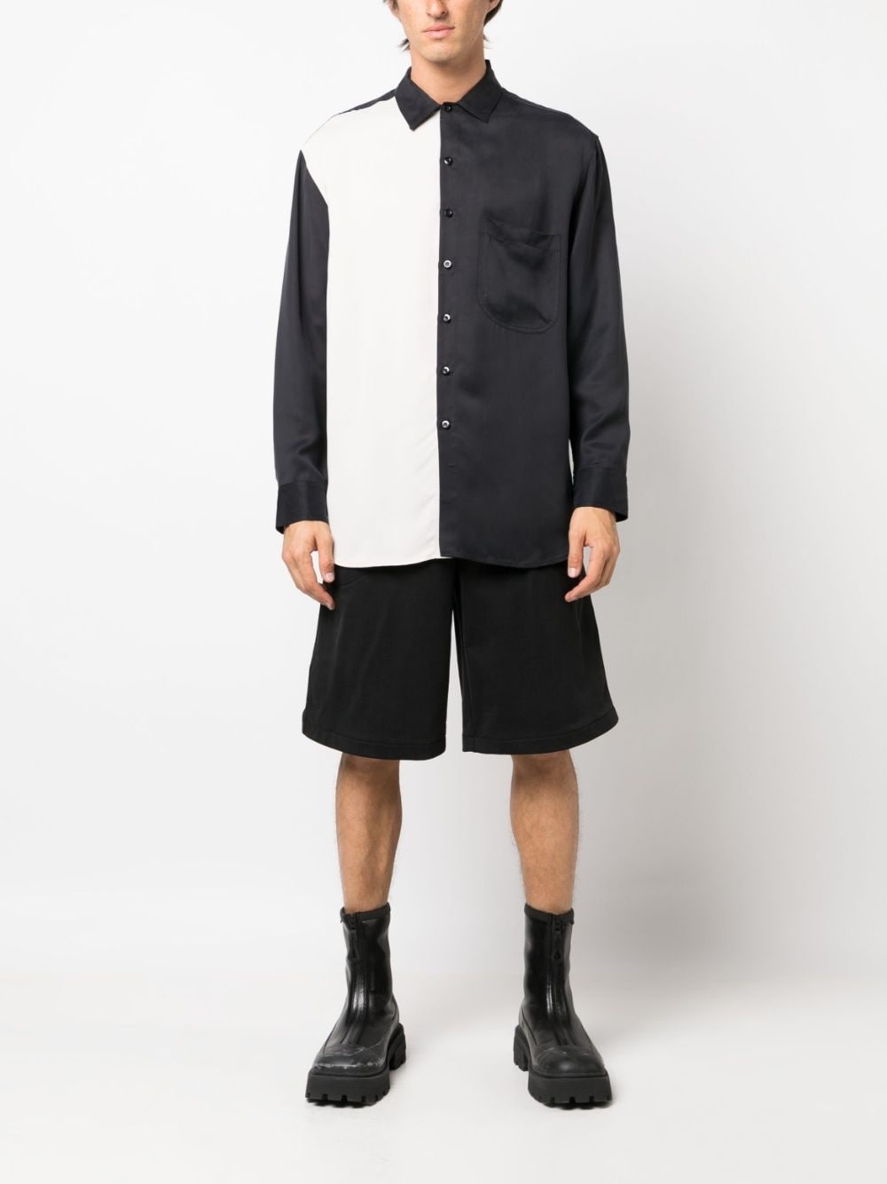 two-tone long-sleeves shirt - 2