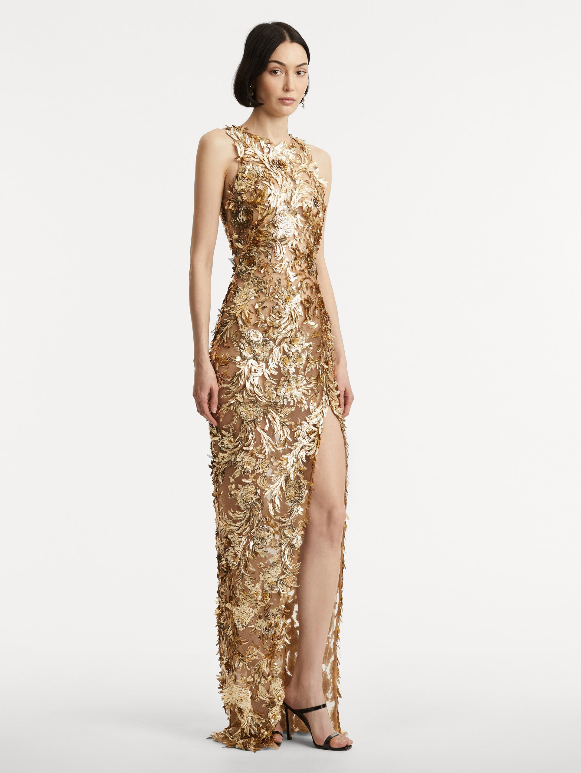FEATHER EMBROIDERED GOWN - 4