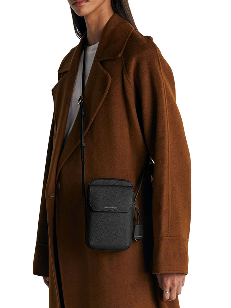 Leather Zip Phone Pouch - Black Caviar 3
