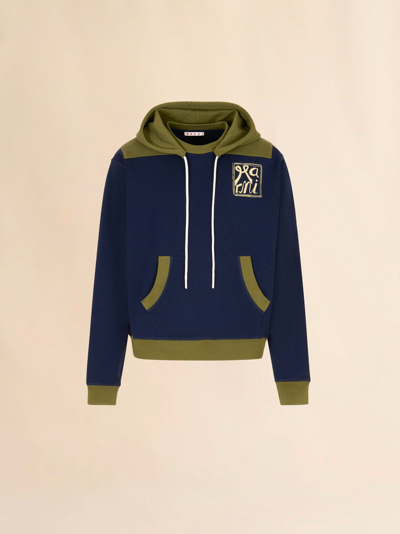 DEEP BLUE COTTON SWEATSHIRT WITH CONTRAST ACCENTS 1