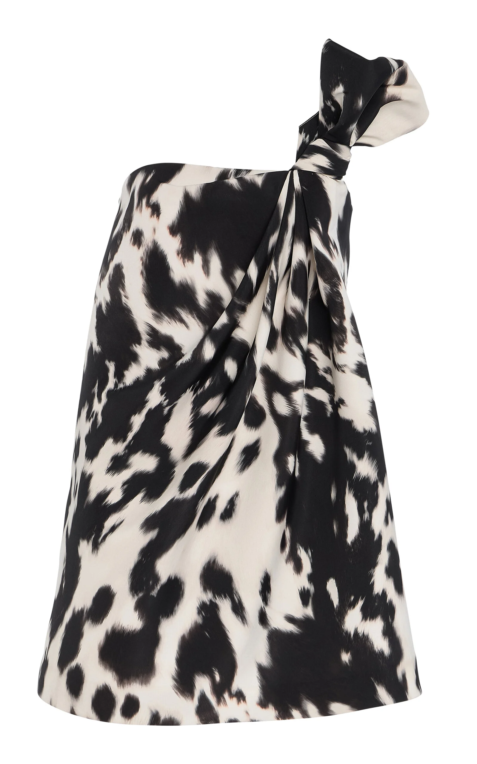 Asymmetric Crepe Mini Dress black/white - 1
