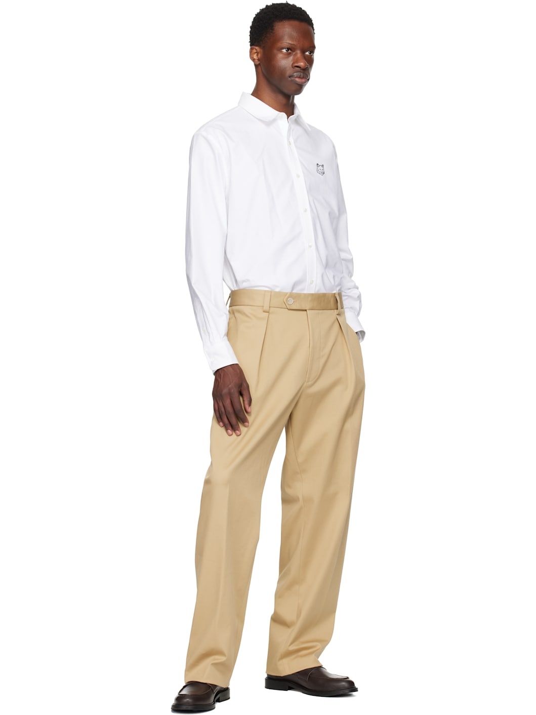 Beige BECKHAM Edition Stretch Cotton Trousers - 4