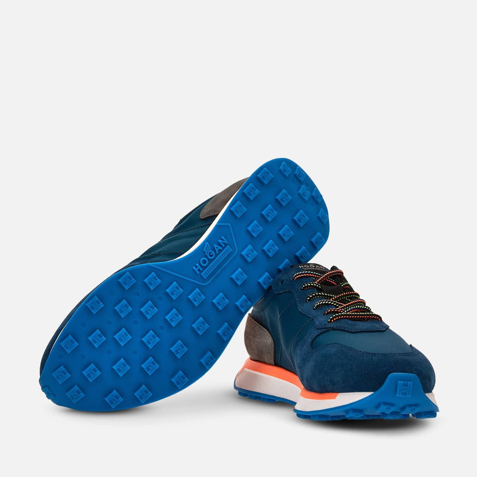 Sneakers Hogan H601 Light Blue Grey Orange - 5