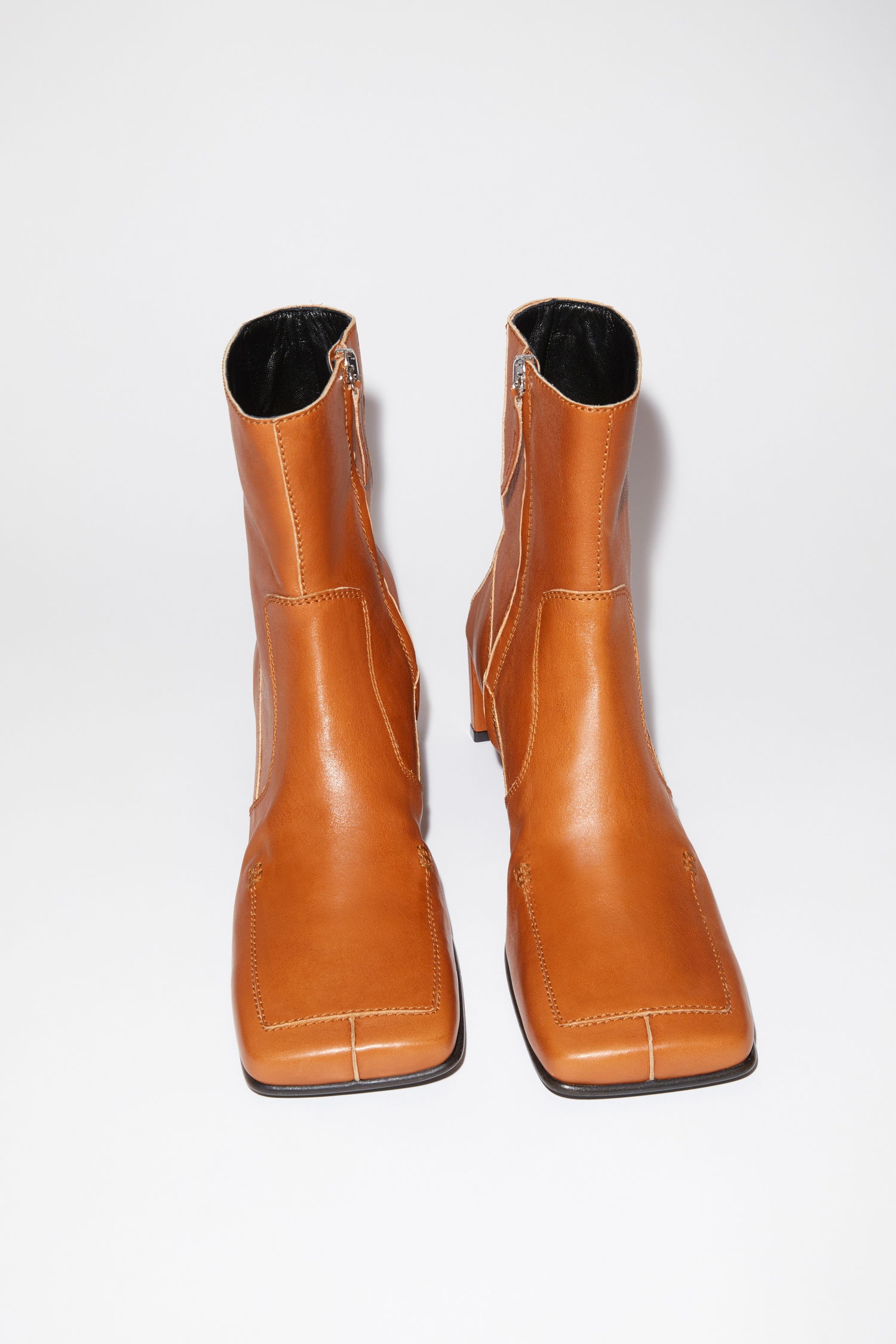 Leather ankle boots - Cognac brown - 2