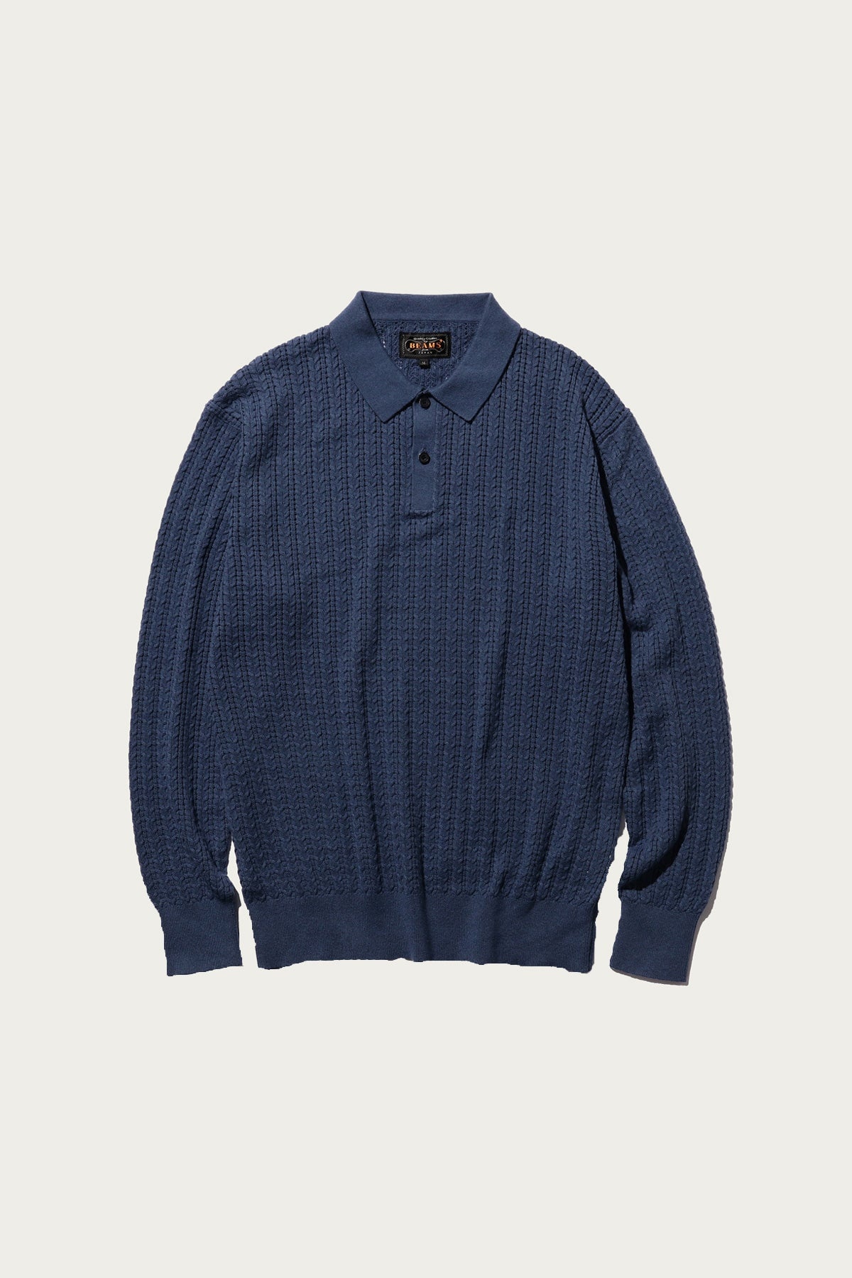 Cable Knit Polo - Blue - 1