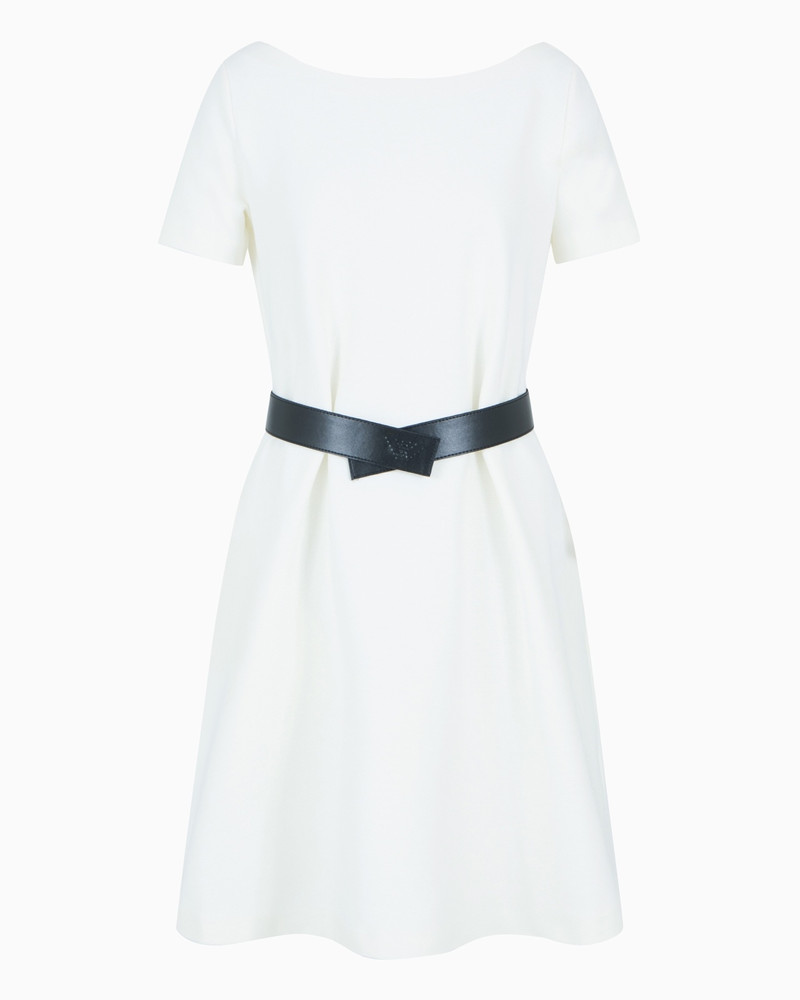 OTTOMAN JERSEY DRESS WITH BOAT NECK AND BELT 1