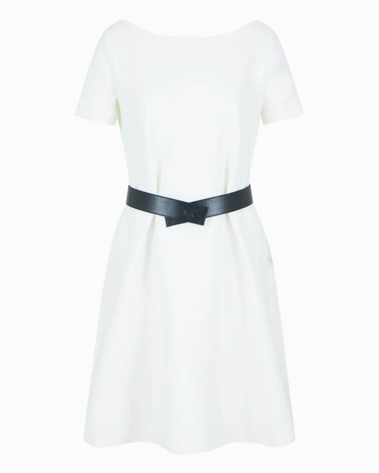 OTTOMAN JERSEY DRESS WITH BOAT NECK AND BELT - 1