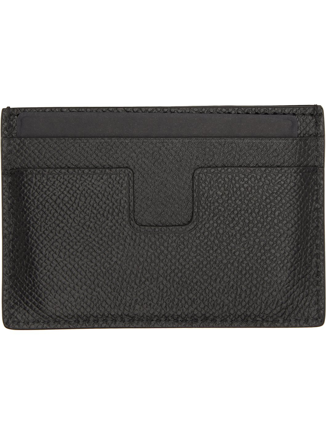 Black Small Grain Leather Classic Card Holder - 2