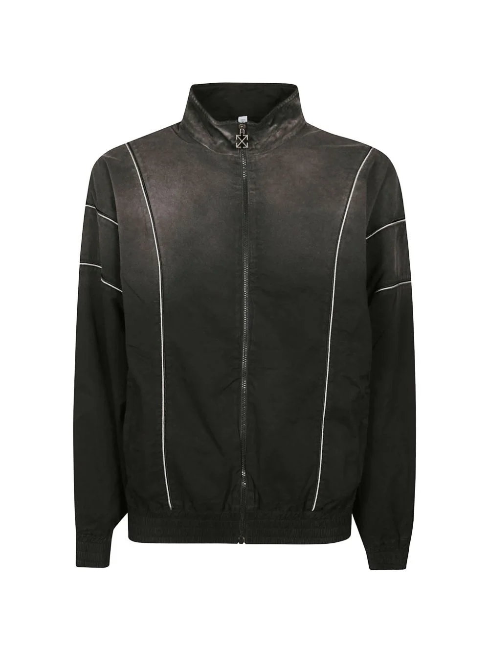 piped-trim zip-up jacket - 1