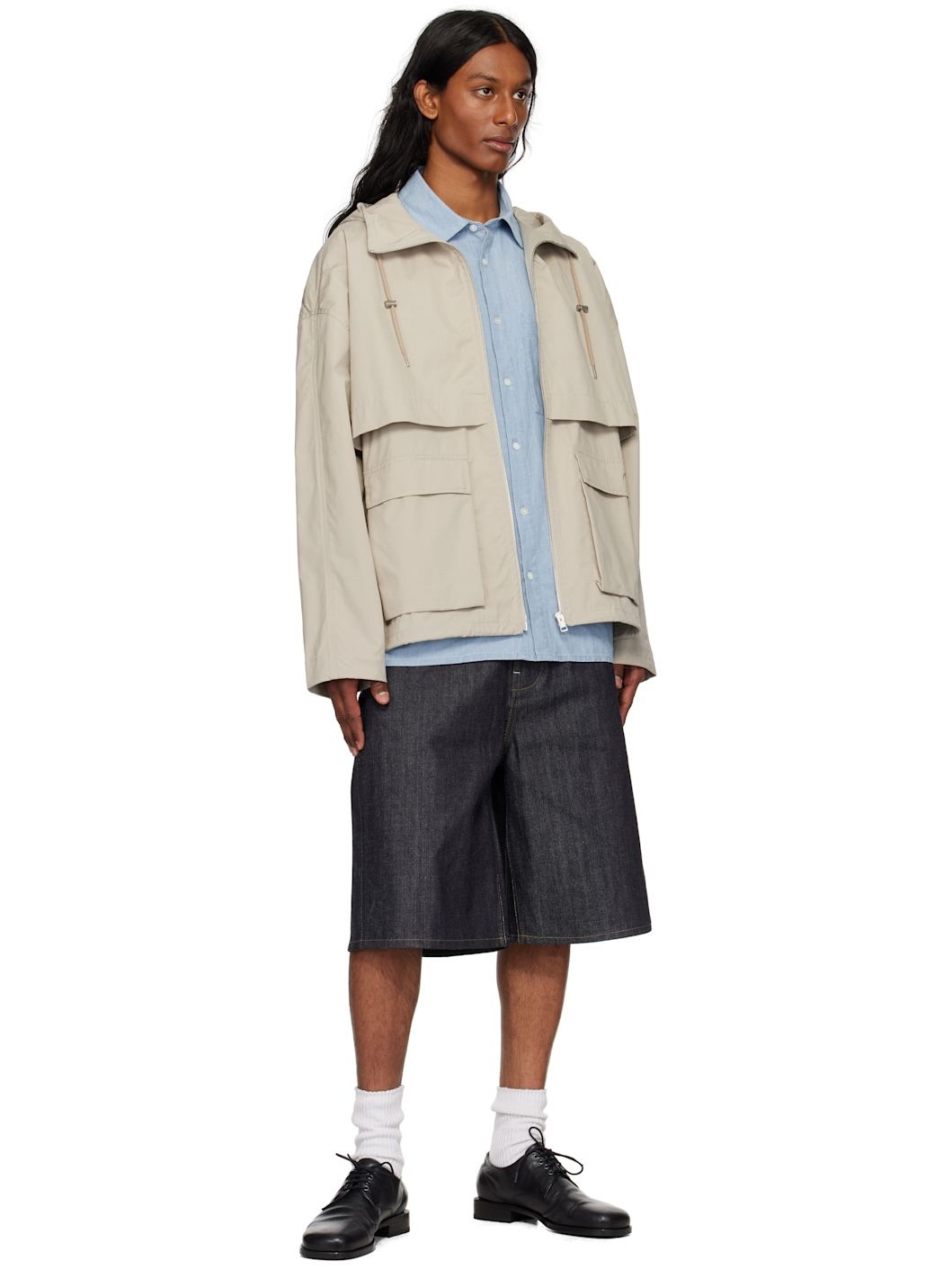 Taupe Hooded Zipped Windbreaker Jacket - 4
