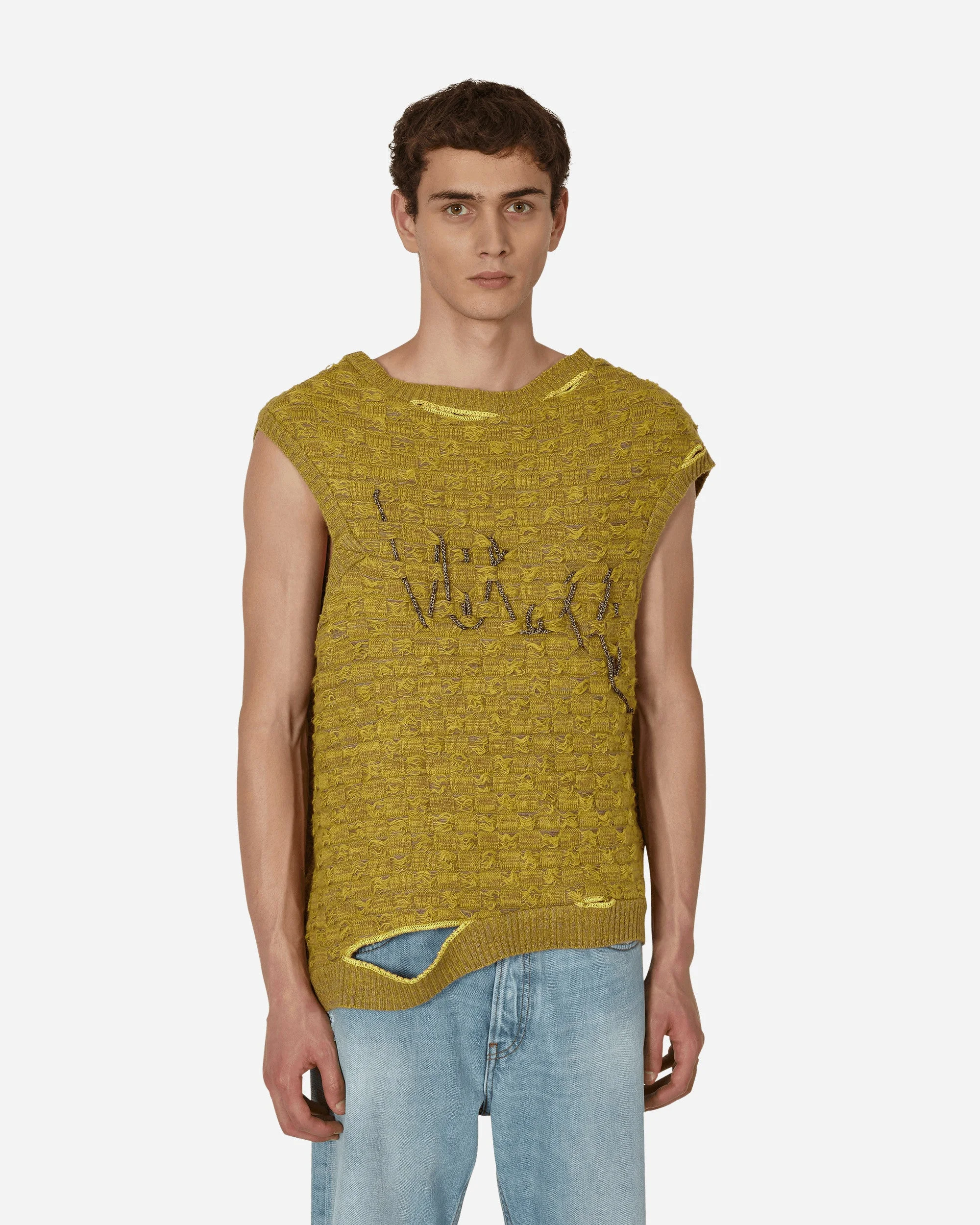 Crochet Logo Stitch Basket Gilet Yellow - 1