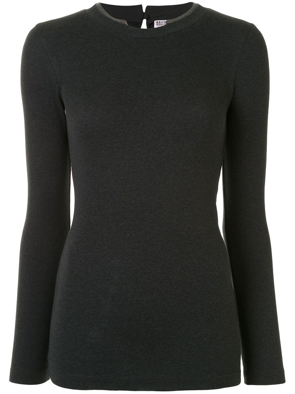 beaded notch crewneck top - 1