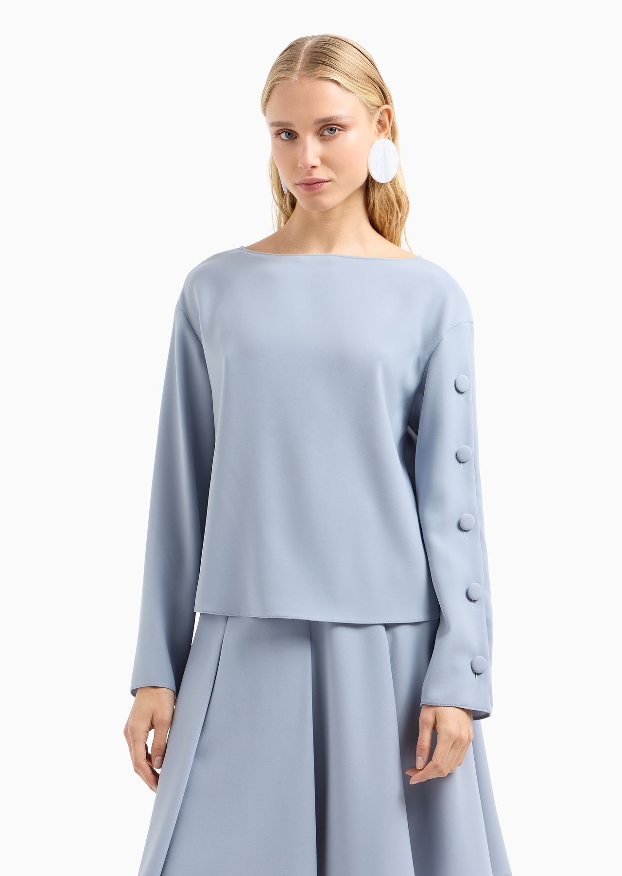 Technical cady blouse with buttons on the sleeve - 2