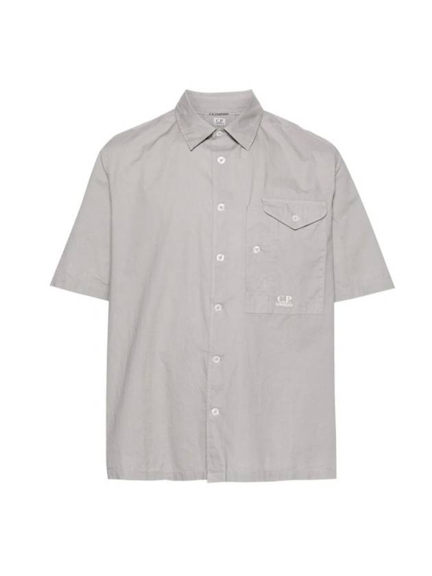 Cotton Popeline Short Sleeve Shirt Grey - 1