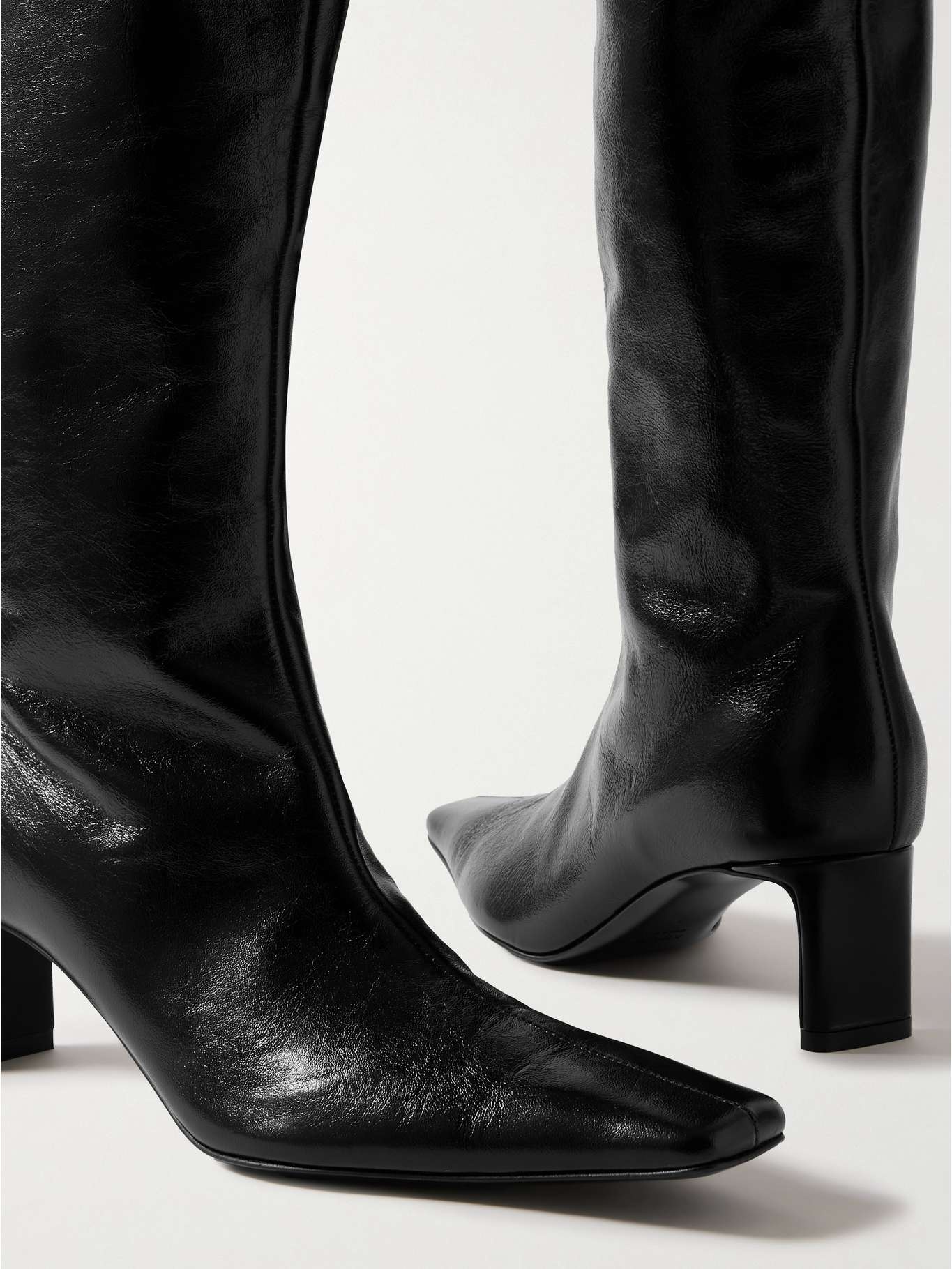 Ona crinkled-leather knee boots - 4
