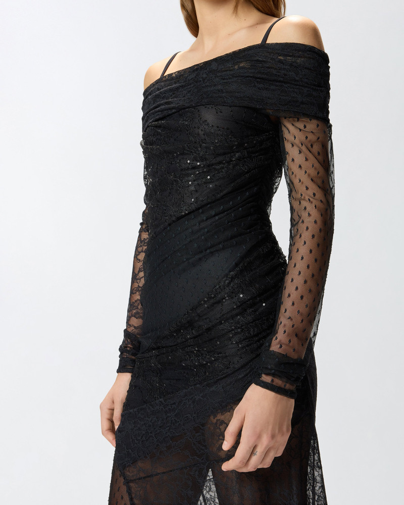 PATCHWORK-EFFECT LACE LONG DRESS 6