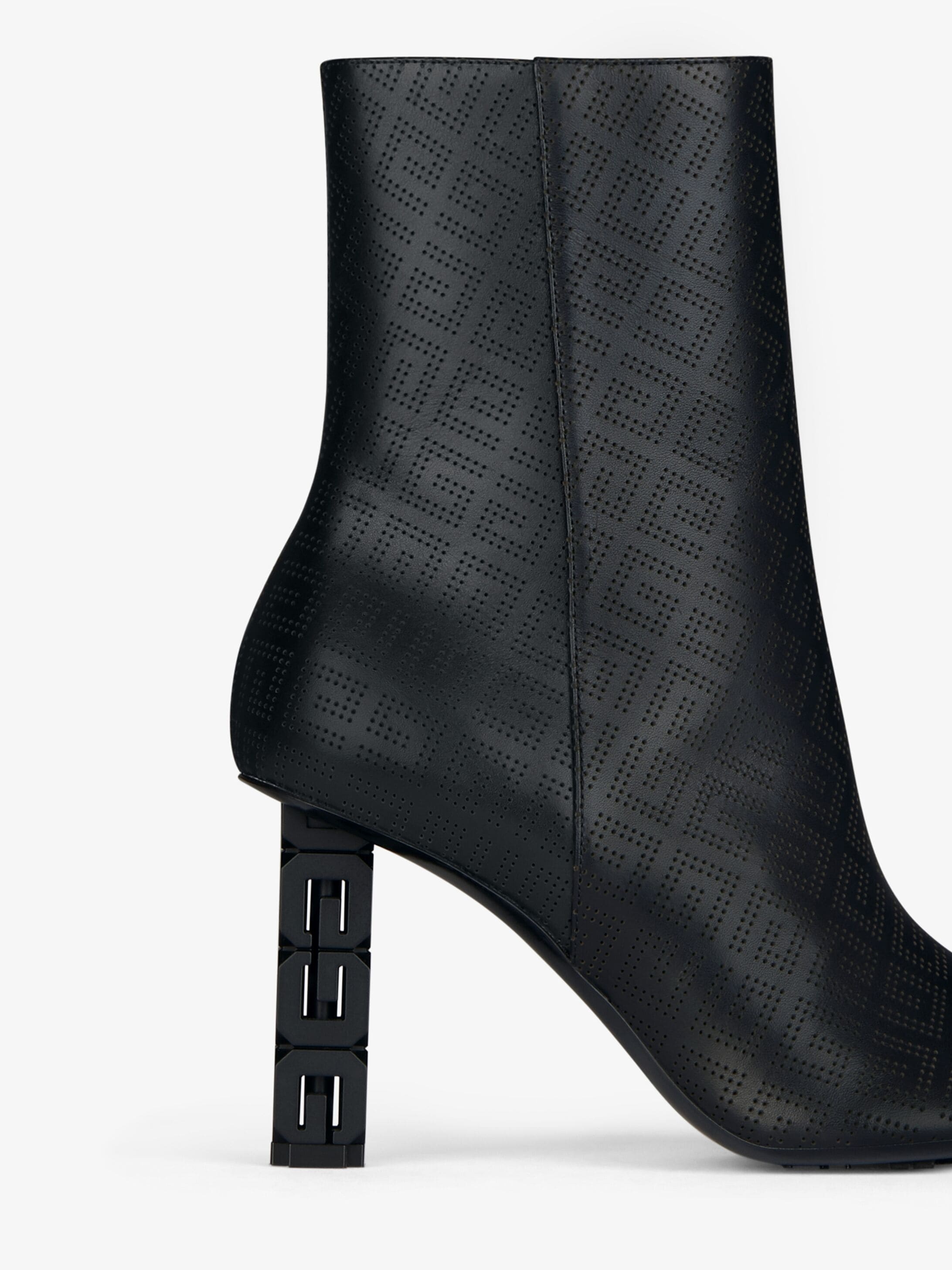 BOOTS IN PERFORATED LEATHER WITH G CUBE HEEL - 4