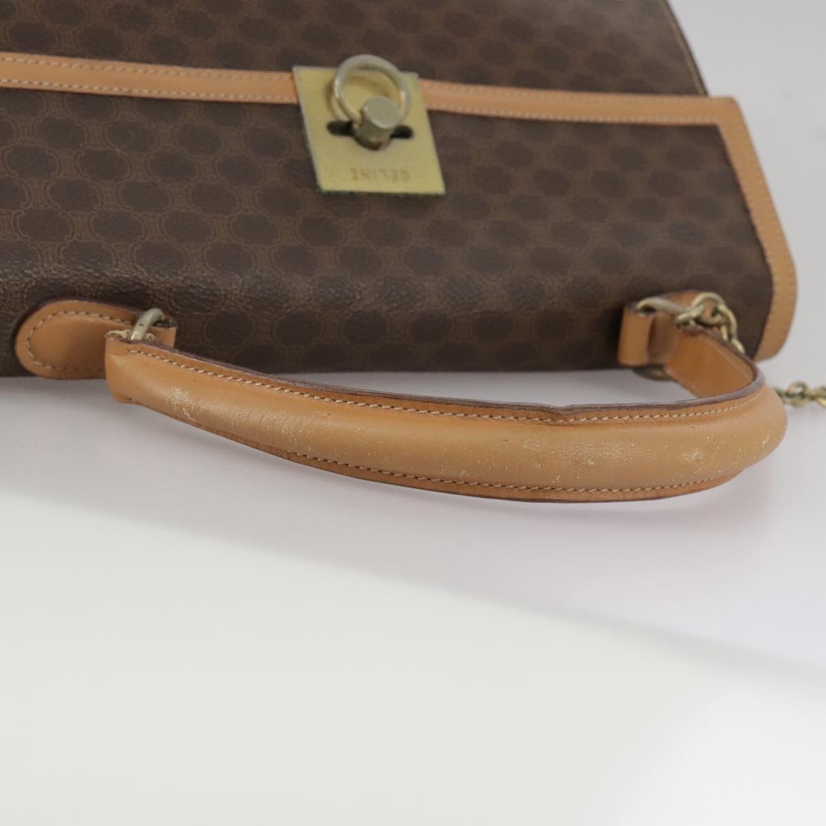 CELINE Macadam Canvas Hand Bag Pvc Leather Brown - 7