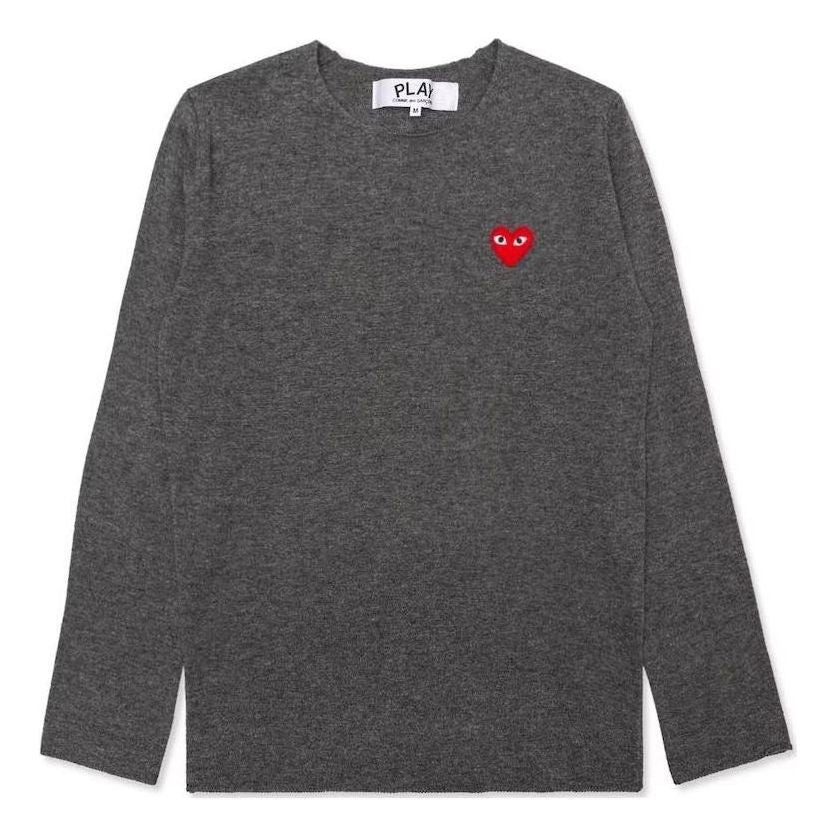COMME des GARCONS PLAY L/S Basic T-Shirt Red Emblem 'Grey' AZ-N068-051-3 - 1