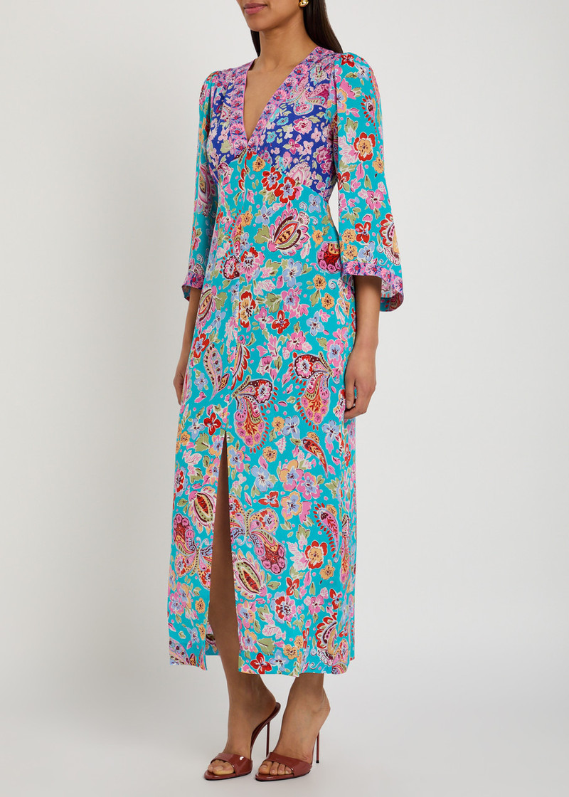 RIXO Rixo Dahlia Floral-print Silk Midi Dress outlook
