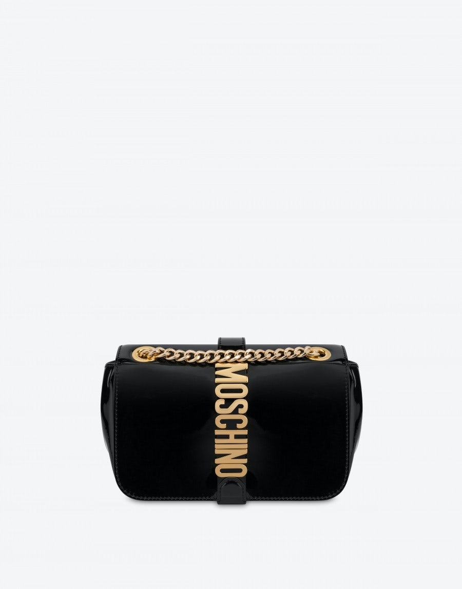 MOSCHINO BELT PATENT LEATHER SHOULDER BAG - 1