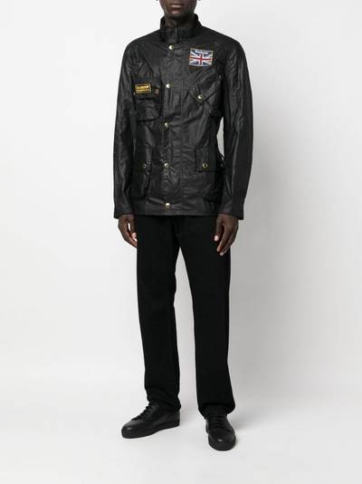 Barbour logo-patch high-neck coat outlook