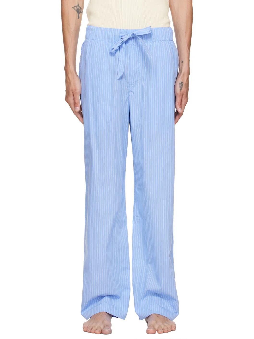 Blue Poplin Pyjama Pants - 1