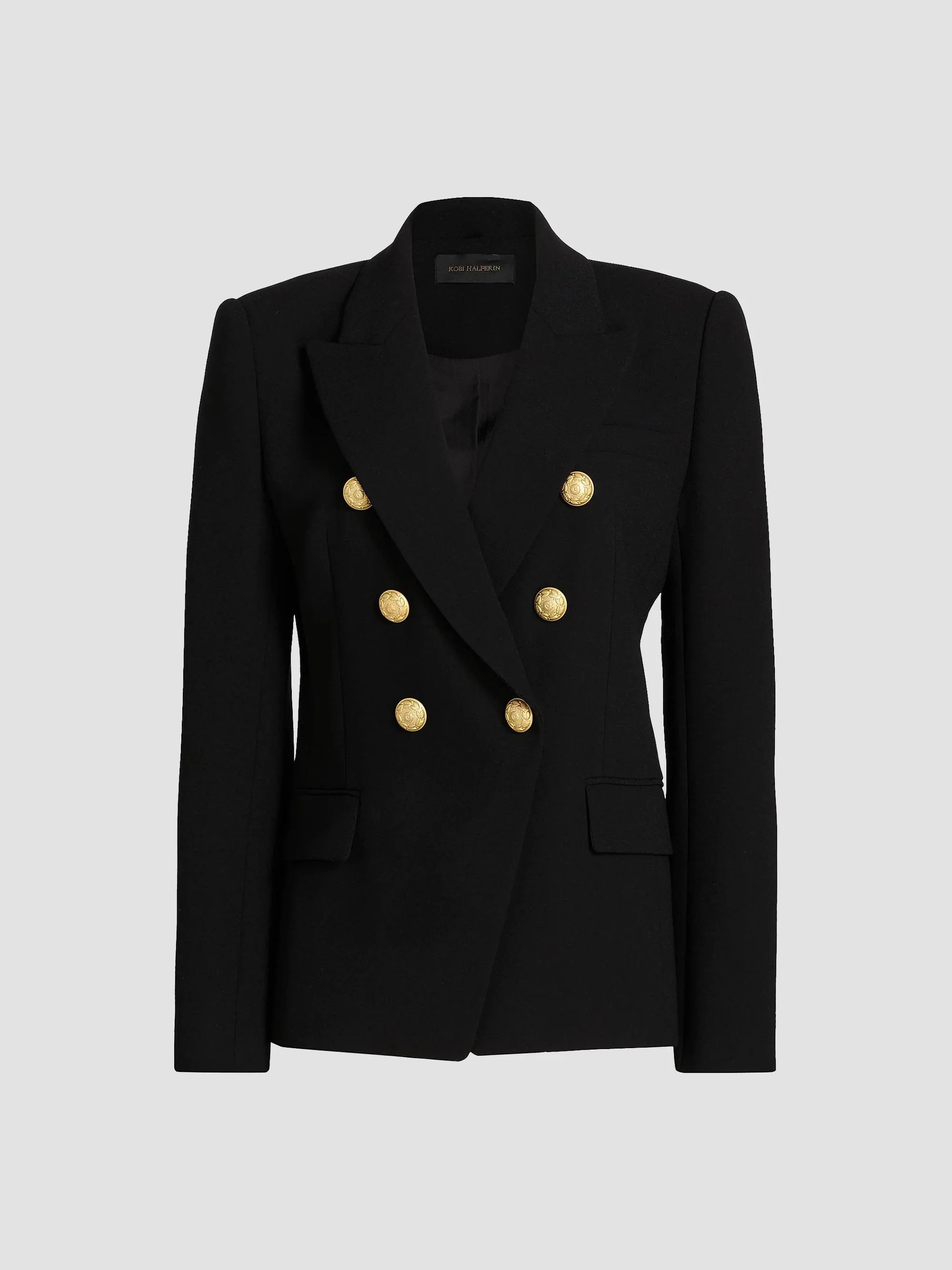 Women's West Crepe Double-Breasted Blazer - Black - 1