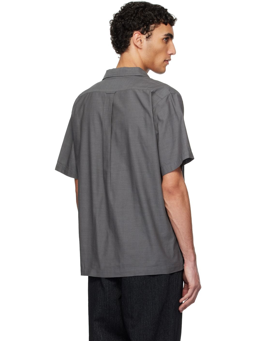 Gray Open Collar Panama S/S Shirt - 3