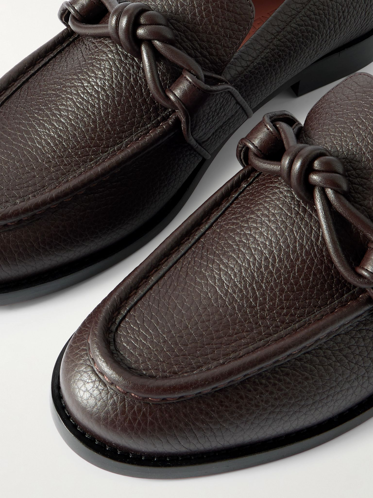 Astaire Knot-Detailed Full-Grain Leather Loafers Brown - 5