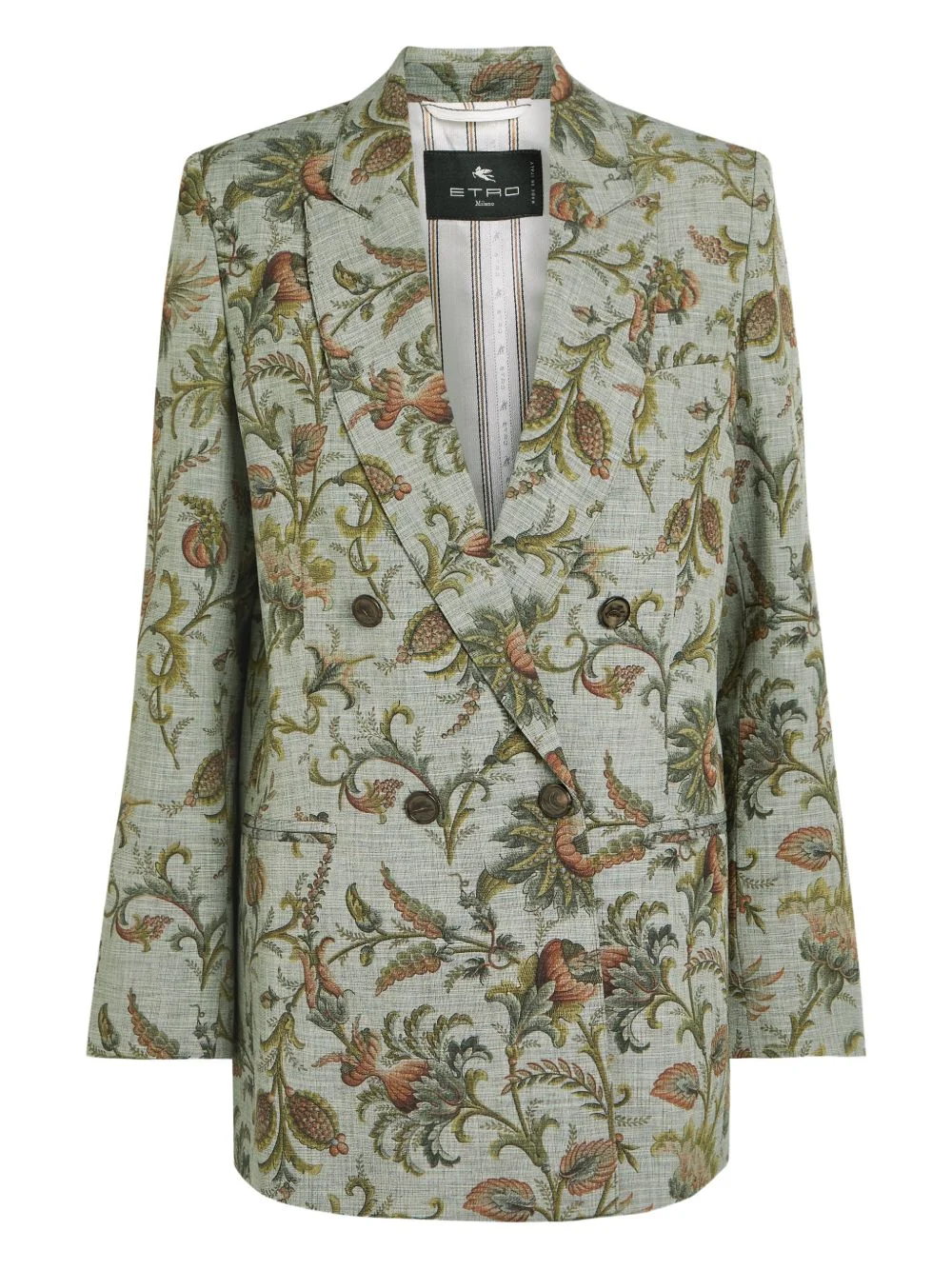 floral print double-breasted jacket - 1