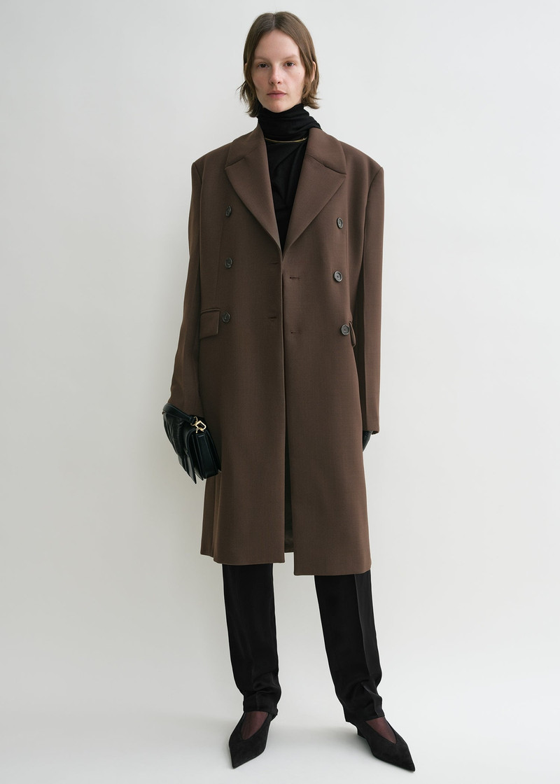 Totême Broad midi coat bark outlook