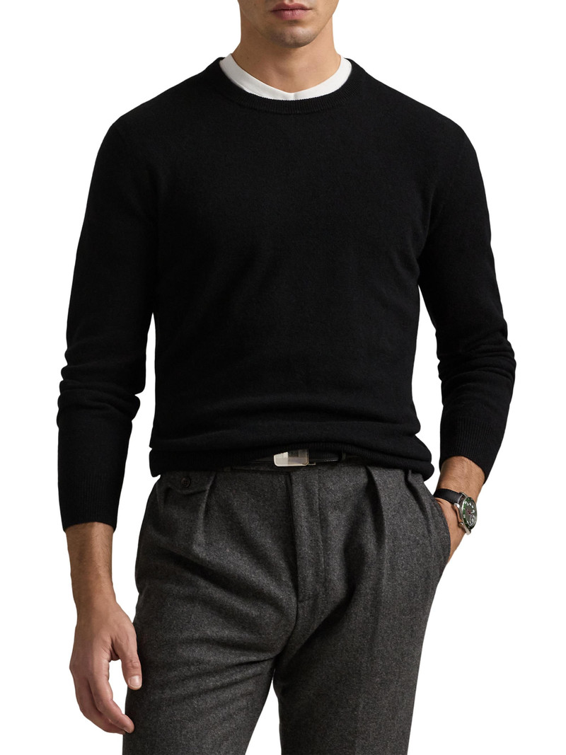 Men's Washable Cashmere Crewneck Sweater - Polo Black 3