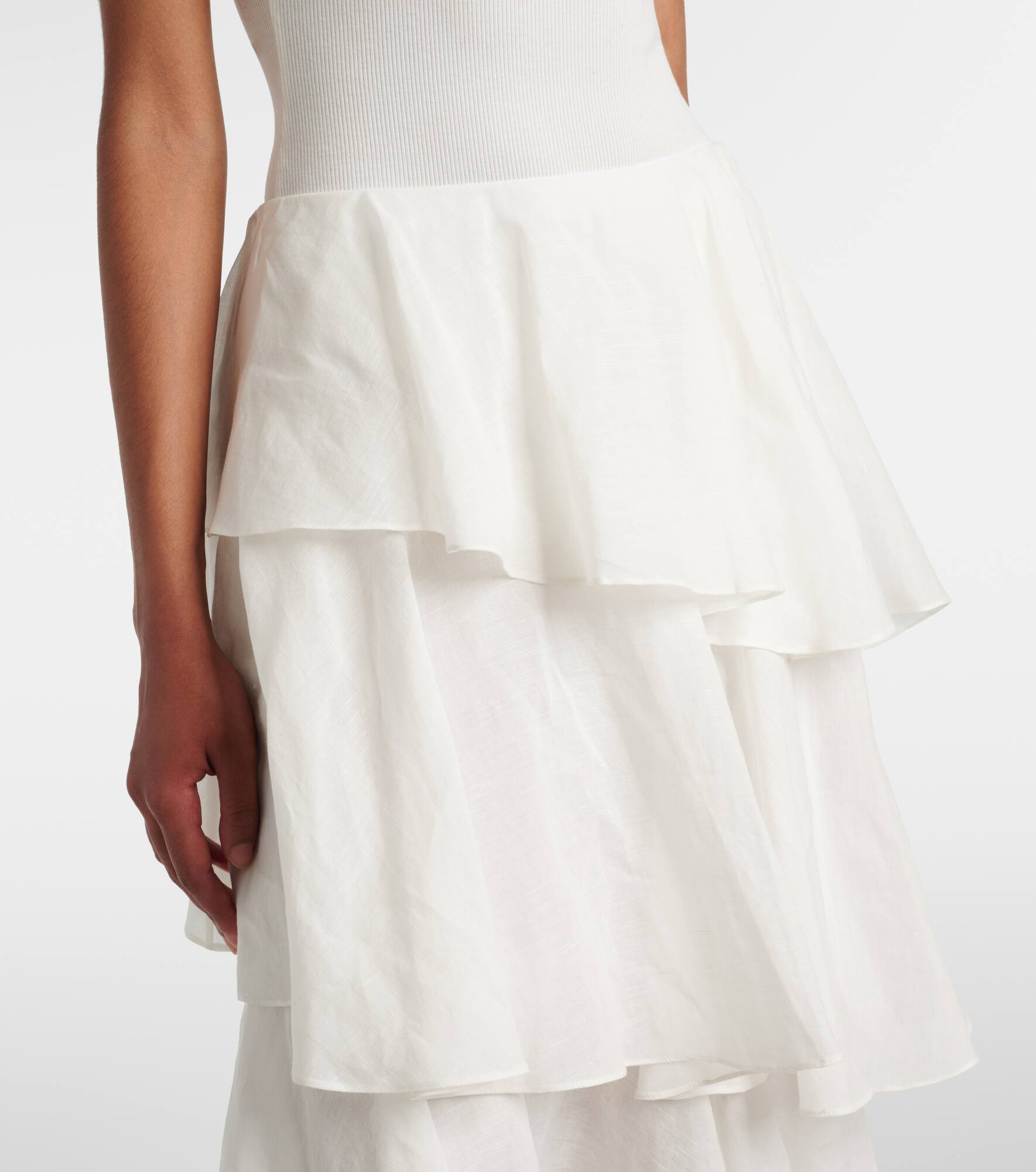 Asymmetric cotton and linen maxi skirt - 4