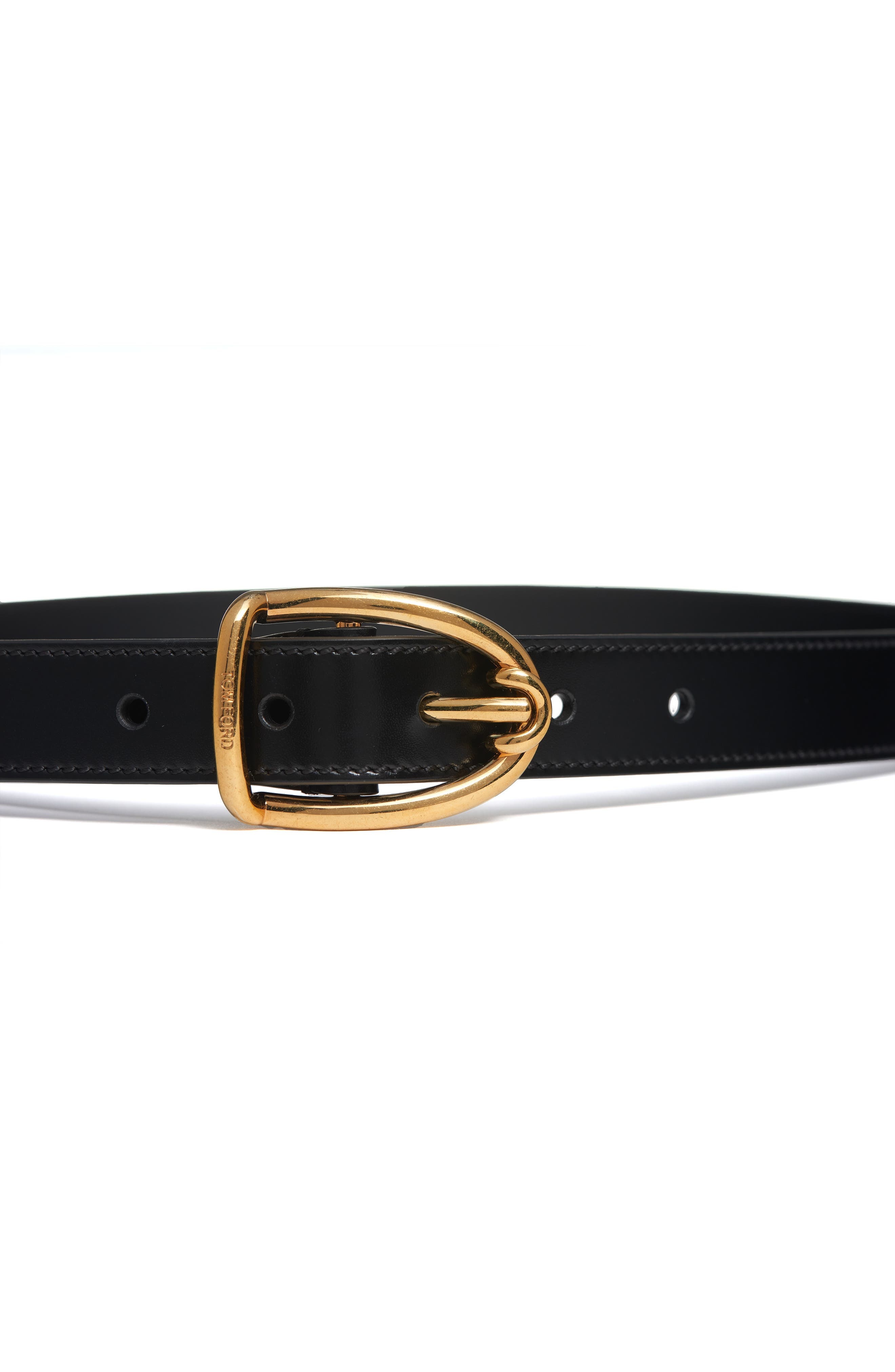 TOM FORD Angled Buckle Leather Belt in 1N001 Black at Nordstrom - 2
