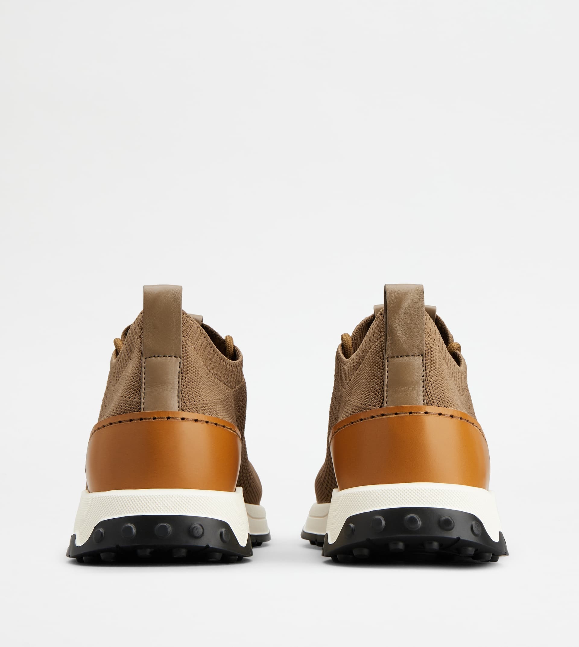 SOCK SNEAKERS IN TECHNICAL FABRIC AND LEATHER - BROWN - 3