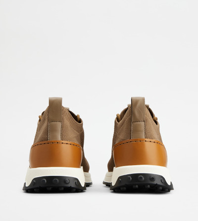 Tod's SOCK SNEAKERS IN TECHNICAL FABRIC AND LEATHER - BROWN outlook