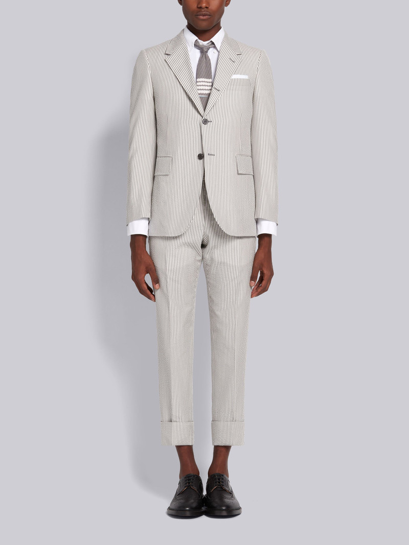 Grey Cashmere Seersucker Wide Lapel Suit 1